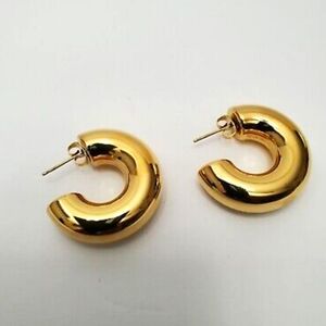 18K Gold Plated Stainless Steel Chunky C Donut Earring